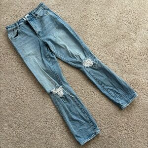 ROLLA’s Mid-High Rise Slim Distressed Denim